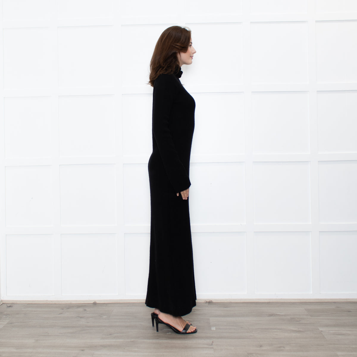 Raey Black Cashmere Knit Rollneck Maxi Dress