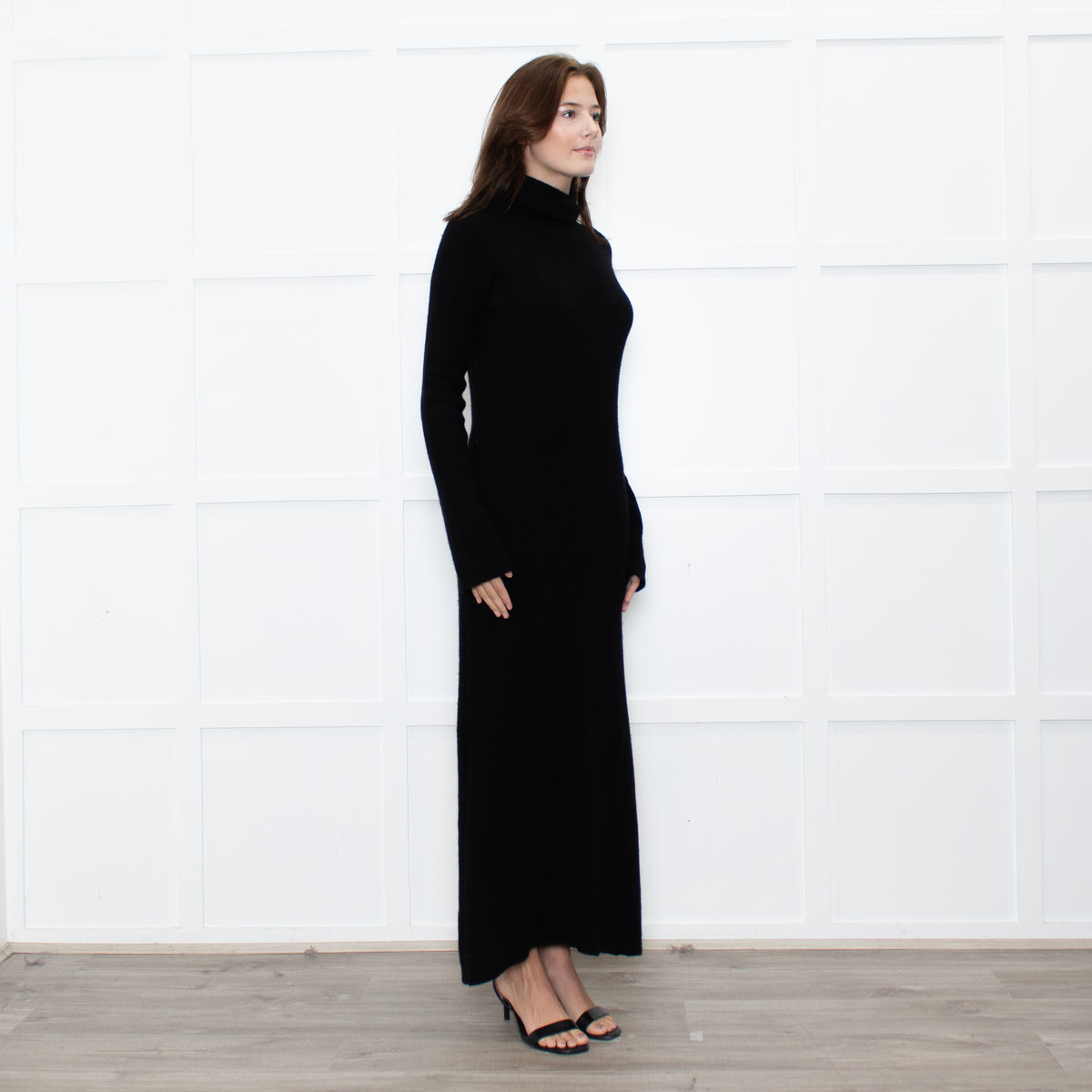 Raey Black Cashmere Knit Rollneck Maxi Dress