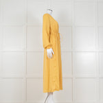 Louise Misha Yellow Crinkle Elasticated Cuff Maxi Dress