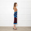 Marni Blue, Camel, Burgundy and Orange Stripe Knitted Midi Dress