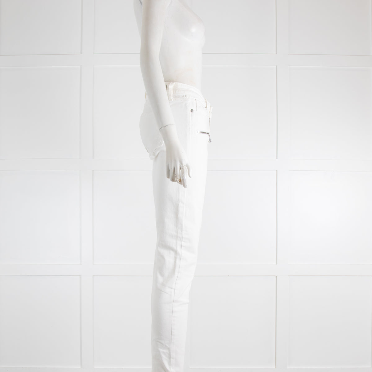 Paige White Skinny Jeans with Zip Pockets