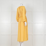Louise Misha Yellow Crinkle Elasticated Cuff Maxi Dress