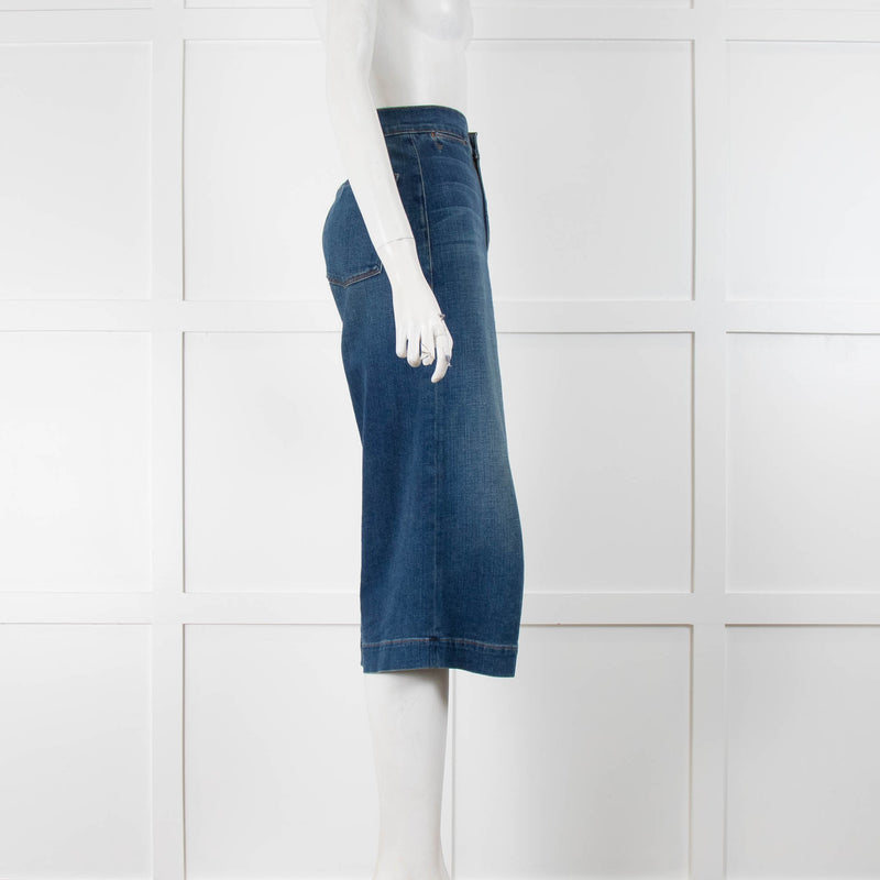 Frame Blue Cropped Denim Culottes