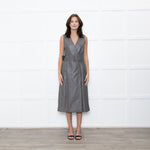 Joseph Grey Leather Belted Sleeveless Dress