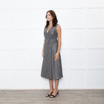 Joseph Grey Leather Belted Sleeveless Dress
