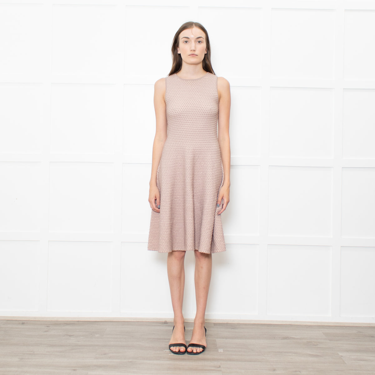 Issa Peach Beige Waffled Sleeveless Dress