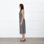 Joseph Grey Leather Belted Sleeveless Dress