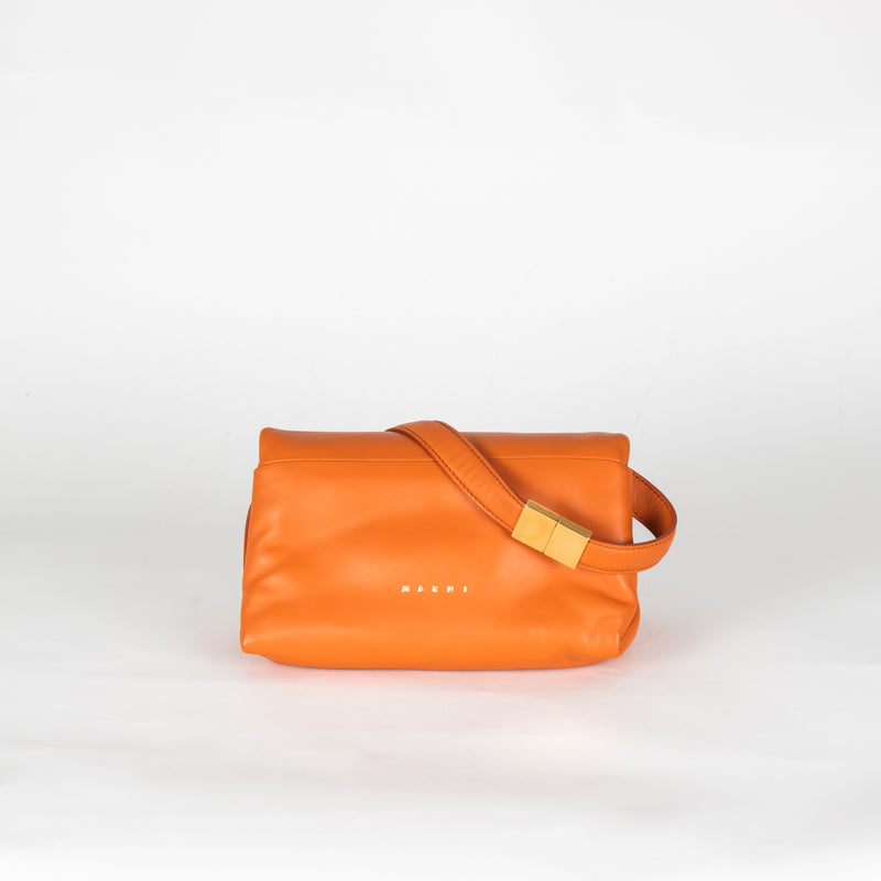Marni Orange Small Prisma Leather Shoulder Bag