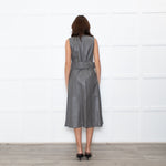 Joseph Grey Leather Belted Sleeveless Dress