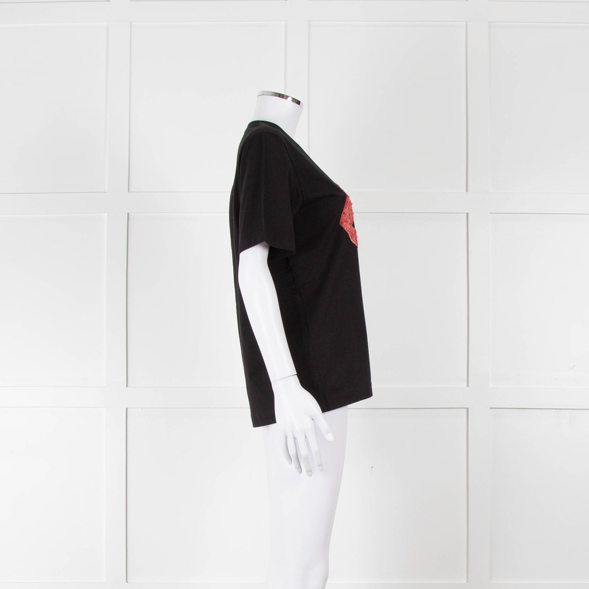 Markus Lupfer Black Sequin Lip PrintT Shirt