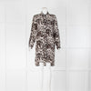 Diane Von Furstenberg White Brown Animal Print Tunic Dress