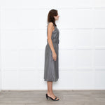 Joseph Grey Leather Belted Sleeveless Dress
