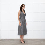 Joseph Grey Leather Belted Sleeveless Dress