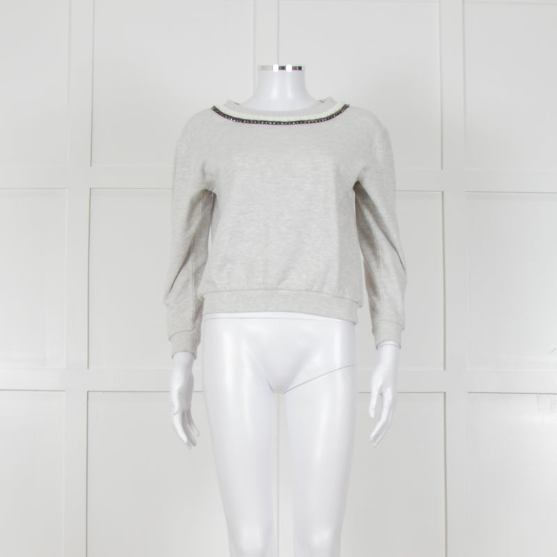 Suncoo Grey Marl Jewelled Sweatshirt