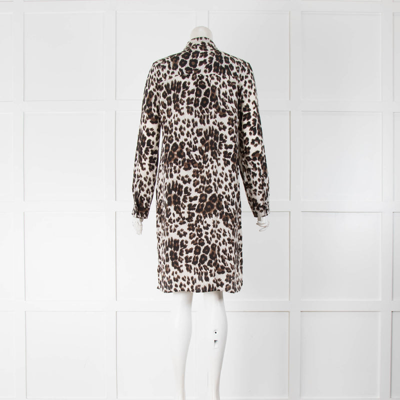 Diane Von Furstenberg White Brown Animal Print Tunic Dress