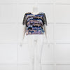 Chanel Black Blue Lace Short Sleeve Top
