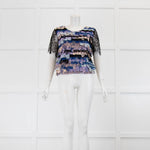 Chanel Black Blue Lace Short Sleeve Top