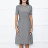 Prada Prince of Wales Check Short Sleeve Dress With Front Belt Detail