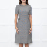 Prada Prince of Wales Check Short Sleeve Dress With Front Belt Detail