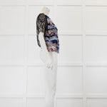 Chanel Black Blue Lace Short Sleeve Top