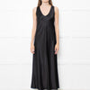 Joseph Black Satin V Neck Long Sleeveless Dress