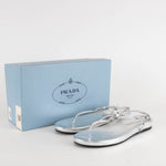 Prada Metallic Silver Flatform Sandals