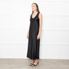 Joseph Black Satin V Neck Long Sleeveless Dress