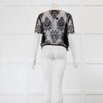 Chanel Black Blue Lace Short Sleeve Top