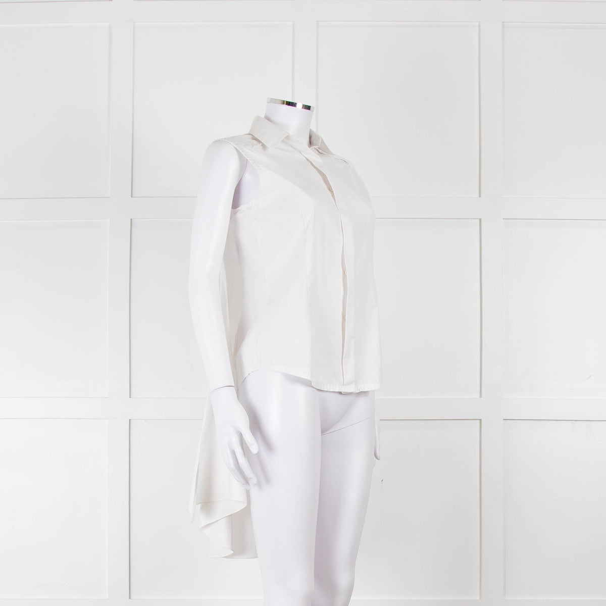 Alexander Wang White Cotton Sleeveless Shirt With Cape Effect