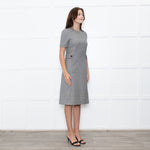 Prada Prince of Wales Check Short Sleeve Dress With Front Belt Detail