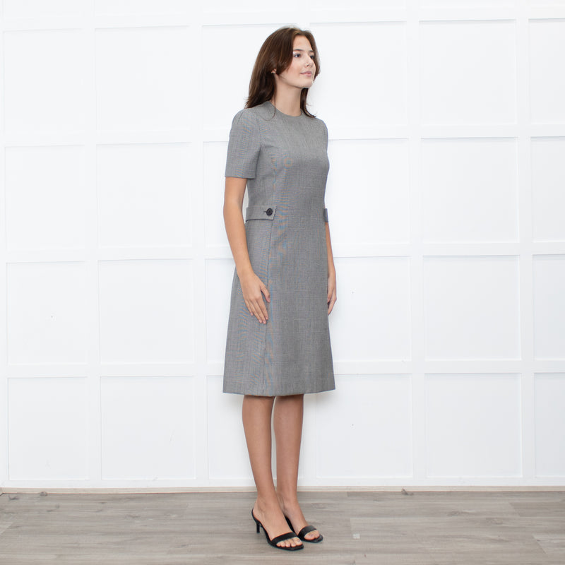Prada Prince of Wales Check Short Sleeve Dress With Front Belt Detail
