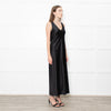 Joseph Black Satin V Neck Long Sleeveless Dress