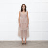 Self-Portrait Tan Grid SequinTiered Midi Dress