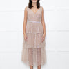 Self-Portrait Tan Grid SequinTiered Midi Dress