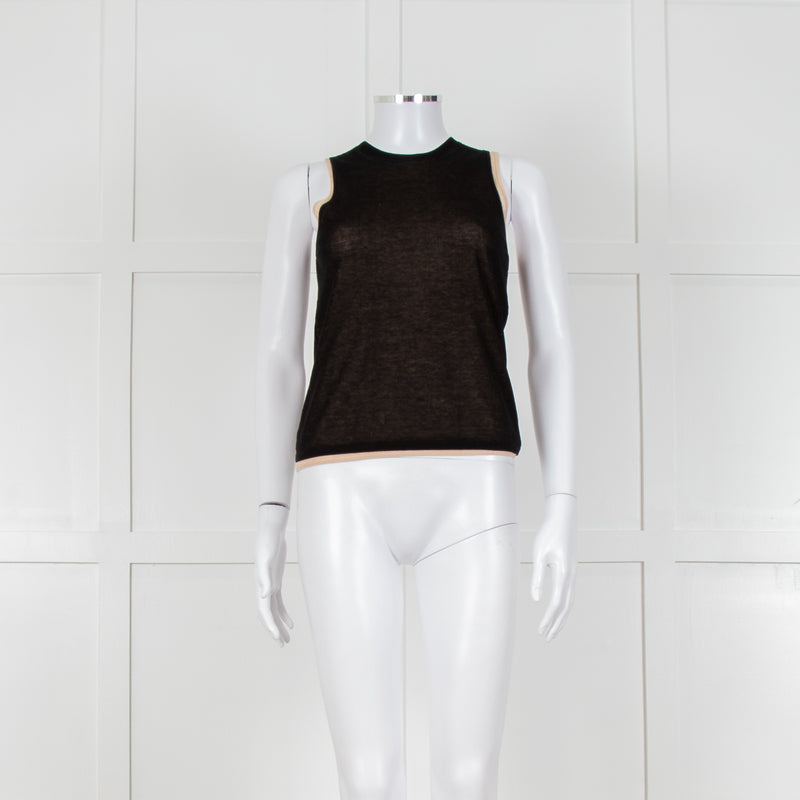 Vince Black And Camel Double Layered Vest Top