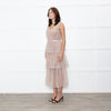 Self-Portrait Tan Grid SequinTiered Midi Dress