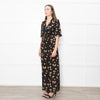 Raey Black Mustard Floral Short Sleeve Maxi Dress