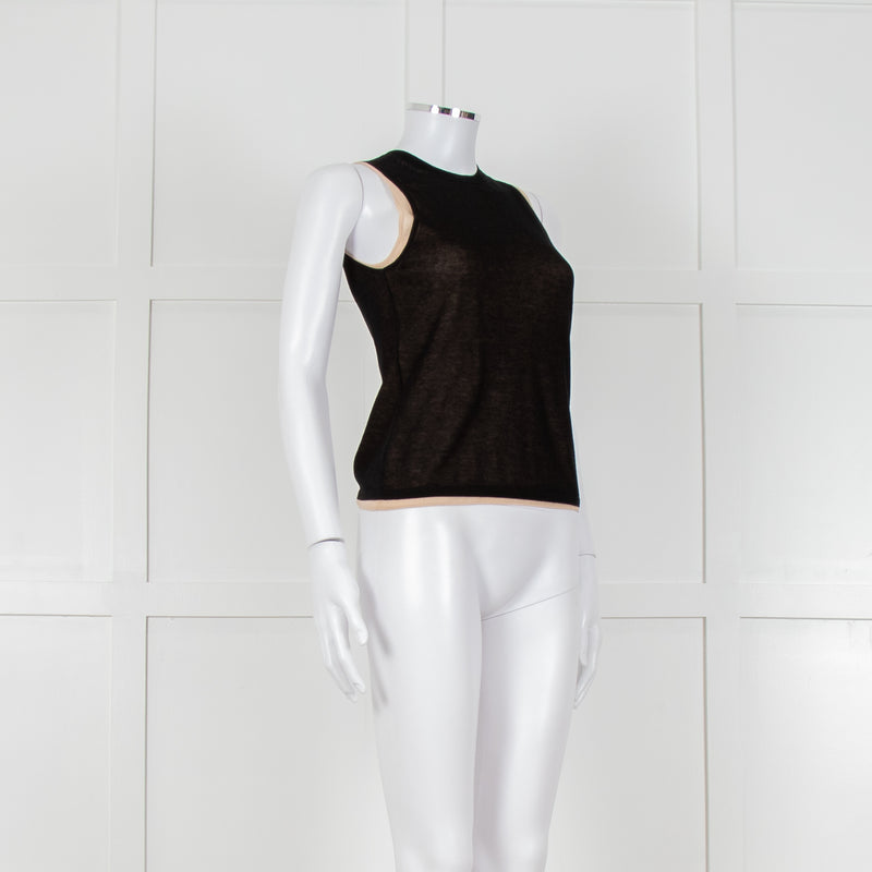Vince Black And Camel Double Layered Vest Top