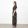 Raey Black Mustard Floral Short Sleeve Maxi Dress