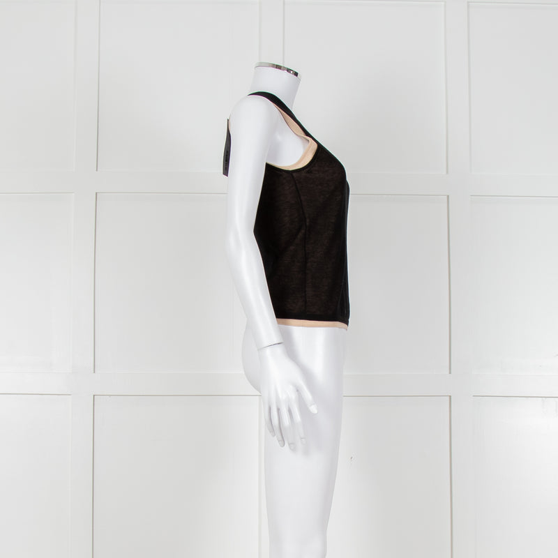 Vince Black And Camel Double Layered Vest Top