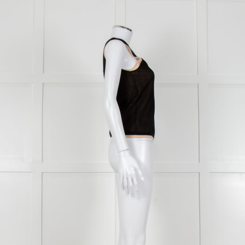 Vince Black And Camel Double Layered Vest Top