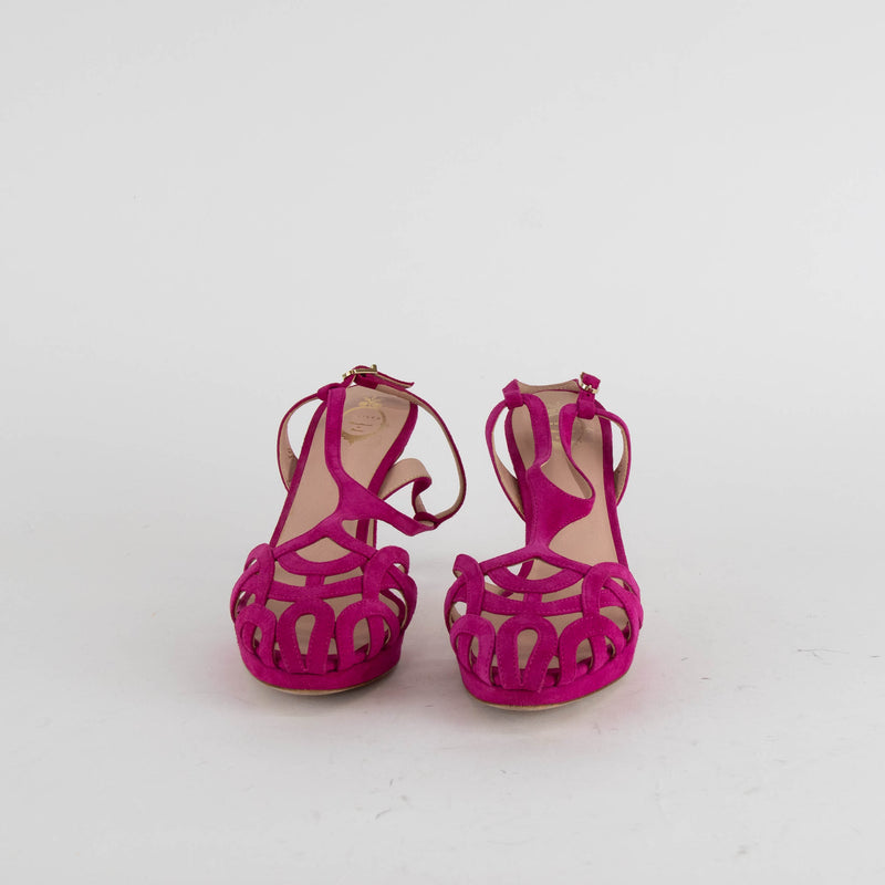 Unutzer Pink Suede Strappy Sandals