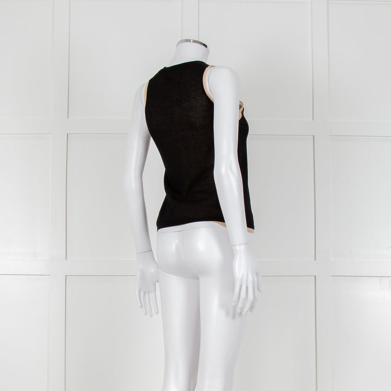 Vince Black And Camel Double Layered Vest Top