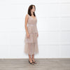 Self-Portrait Tan Grid SequinTiered Midi Dress