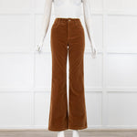 Nili Lotan Rust Brown Velvet Bootleg Trousers