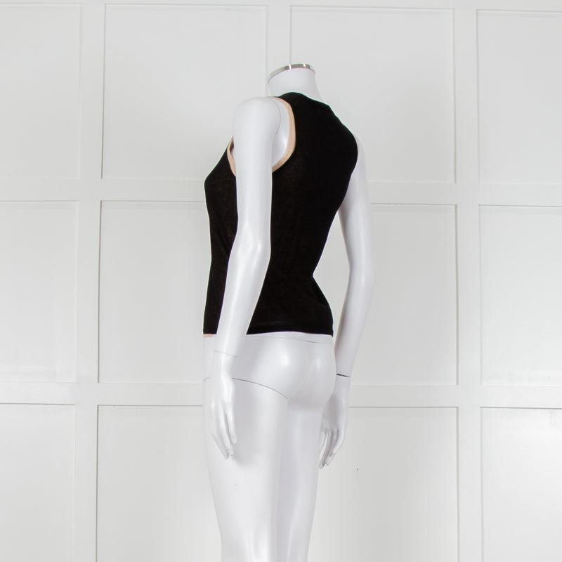 Vince Black And Camel Double Layered Vest Top
