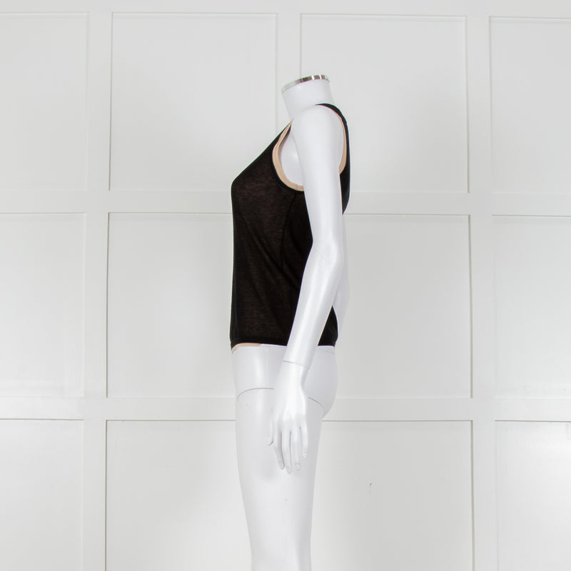 Vince Black And Camel Double Layered Vest Top