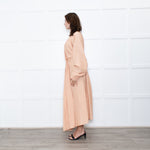 Jil Sander Peach Long Gathered Sleeve And Waist Dress