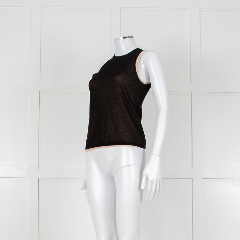 Vince Black And Camel Double Layered Vest Top