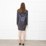 Tibi Grey Sequinned Dropped Back Tunic Dress